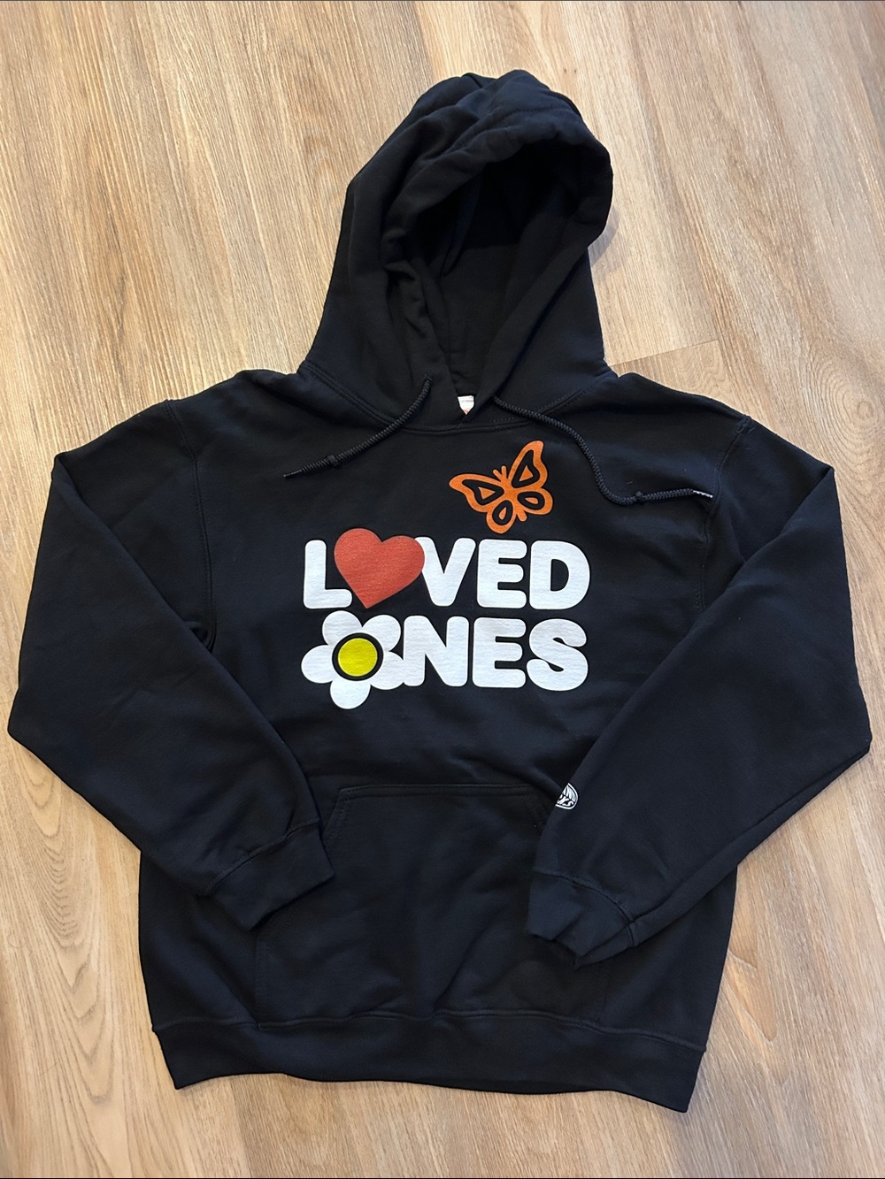 Petals and Peacocks Black Graphic Hoodie